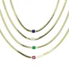 Iced Out Baguette Spare Rainbow Colorful CZ Paved 4MM wide Snake Bone Chain Choker Necklace For Lady Women Jewelry Drop ship164l