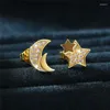 Studörhängen Huitan Moon Star Asymmetric Gold Color Women Ly-design Style Simple Stylish Fancy Gift Fashion Jewelry