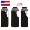 1ml Disposable Vape Pen USA STOCK E-cigarette Pod Ceramic Coil Vaporizer Carts Thick Oil Empty Rechargeable 280mah Battery with view window 200pcs/case OEM Logo