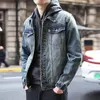 Vintage denim jaqueta de carga homens jean casacos streetwear moda masculina turn down collar denim outerwear algodão alta qualidade outono 240103