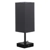 Table Lamps Bedside Lamp With USB Port Outlet Black Metal Base Bedroom