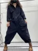 Kvinnors tvådelar byxor vår och höstmode plus storlek retro lös långärmad solid färg jumpsuit trend bomull avslappnad ett stycke