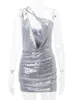 Sequin women's dress 2024 fashionable retro deep V-neck sleeveless spaghetti shoulder strap dress ultra-thin sexy hollow backless dress 240103