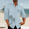 Camisas casuais masculinas camisa de palmeira confortável e elegante férias diárias primavera outono lapela manga longa botão design