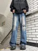 Streetwear Pocket Design Men Jeans Cargo Pants Loose Plus Size Neutral Wide Leg Harajuku Casual Denim Gothic Y2K 240102