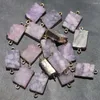 Pendant Necklaces Natural Raw Stone Pink Crystal Cluster Pendants Electro Plated Pack With Gold Edge Connector Hand Charms Necklace