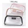 Custom Genuine Leather Travel Cosmetic Bag Set Waterproof Makeup Brush Storage Bag Portable Transparent PVC TPU Cosmetic Bag 240102