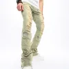 Men's Jeans Stylish Vintage Men Hip Hop Holes Biker Pants Male Solid Ripped Distressed Casual Slim Jogging Denim Trousers For