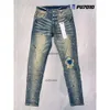 Man Designer dżinsy fioletowe dżinsy chude dżinsy rozbite motocyklista szczupły proste chude spodnie projektanta dżinsy mody dżinsy męskie marka mis vintage men Mens