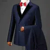 Мужские костюмы Пиджаки Оригинальный дизайн Темно-синие костюмы-двойки для мужчин для официальных мероприятий Свадьбы Элегантные пиджаки Вечернее платье (индивидуальный размер) Q230103