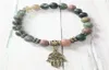 MG0411 Simple Design Natural Stone Bracelet for Women 8 mm Fancy Beads Hamsa Charm Bracelet Indian Agate Energy Jewelry7828553