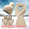 Berets Hat Windproof Warm Adult Gloves Scarf Knit Knitted Winter Cycling Sets Skiing Women Men Baseball Caps Shirt And