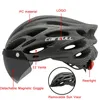 Casque de sécurité de cyclisme ultraléger, moto d'extérieur, feu arrière de vélo, visière à lentille amovible, casque de vélo de route de montagne 240102