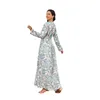 Etnische kleding Marokkaanse kaftan Abaya Ramadan Gurban moslim dames bedrukt kleurafstemming zacht en comfortabel temperatuurjurk Dubai lang