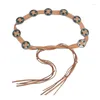 Cintos 2xpc artesanal tecelagem corda de cintura para mulheres senhoras vestido cinto com contas boêmias decorações moda feminina