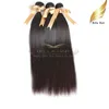 Tramas 100 extensões de cabelo virgem brasileiro feixes de cabelo liso tece 3 pçs / lote trama dupla cor natural bellahair
