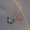 Pendant Necklaces Necklace Female Micro Inlaid Zircon Gradual Colorful Butterfly Fashion Simple Personality Titanium Steel Jewelry