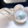 Dingle örhängen enorma charmiga 16mm South Sea White Gold Shell Pearl Earring 925.00