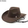 Męski kowbojowy kapelusz moda imitacja wełna szeroka brzeg poczuł fedora kapelusz cowgirl panama jazz hat sombreros hombre 240103