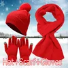 Berets Hat Windproof Warm Adult Gloves Scarf Knit Knitted Winter Cycling Sets Skiing Women Men Baseball Caps Shirt And