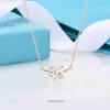Family T Double Ring Tifannissm Necklace High version family willow leaf diamond necklace with 18K genuine gold plated white copper for women Have Original Box