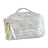 Sacs à cosmétiques Sac en coton floral avec poignée matelassée de toilette de voyage pour femmes filles collègues amis cadeaux d'anniversaire