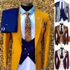 Herenpakken Blazers Mode Trouwpak voor mannen Grijze jas Blauw VEST Broek Maatwerk Grote maten Man Formele smoking trajes de hombre come homme Q230103