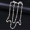 Chains Multilayer Pearl Necklace For Women Long Luxury Camellia Flower Crystal Chain Necklaces Sweater Wedding Jewelry Z045