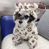 Hundkläder vinterkontrast sömnad valpkläder fashionabla casual leopard tryck husdjurskläder förtjockad varm designerjacka