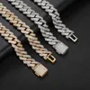 Custom KVC New Trendy High Quality 15MM Mens Blink Bling Jewelry Gold Hip-hop Miami Cuban Link Iced Out Rope Chain Necklace