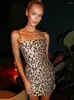 Casual Dresses Boofeenaa Sparkling Sequin Leopard Print Mini Dress Nightclub Outfits For Women Sexig bodycon Ankomst C15-DC25
