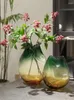 Decorações de natal cx luz luxo vaso vidro moderno e minimalista sala estar casa ornamentos gradiente cor recipiente flor hidropônica