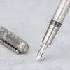 Hongdian 100 EFFMLong Knife Nib Piston Fountain Pen Beautiful Metal Engraving Large Writing Gift Pen 240102