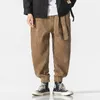 Pantalones para hombres de invierno para hombre japonés cintura pana gruesa caliente harem hombres sueltos casual jogging pantalones de chándal hip-hop calle masculina