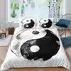 Ensembles de literie Yin Yang Housse de couette Ensemble Boho Trippy Art Twin Couette Gossip Traditionnel Ying Thème King Size Polyester Couette