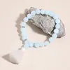 Strand OAIITE 8mm Natural White Jade Small Fringe Beaded Bracelet For Women Meditation Weight Loss Energy Stone Bead Men