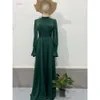 2024 Spring Summer Dress Autumn New Long Sleeve Waist Wrapped Bubble Sleeves Green Bodycon Ladies Fashion Dresses Women Vestidos