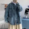 Мужская винтажная джинсовая куртка темно-синего цвета, свободная корейская одежда, брендовая верхняя одежда, красивые ковбойские пальто для мальчиков, S-2XL 240103