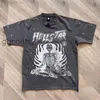 T-shirt da uomo di buona qualità Hellstar Studios Inner Peace Fashion T-shirt da uomo Skeleton Print Washed Women t Shirt Streetwear Tees YJL6