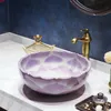 Torneiras China decoração Pintura Cerâmica Arte Lavabo Banheiro Vaso Pias redonda pia de porcelana com bancada foi bacia pias de banheirogo