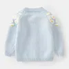 Little Maven Baby Girls Sweater Lovely Blue Casual kläder Autumn Children Cardigan Pretty Coat for Kids 2-7 Year 240103