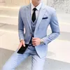 Herrenanzüge Britishness Klassisch Karierter Anzug Mode Hochzeit Mann Kleid Koreanische Version Slim Business Formal Soziales Büro