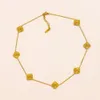 Conjuntos de joyas de diseño Trébol de cuatro hojas Chapado en oro de 18 quilates Conjunto de joyas afortunadas Collar Pulsera Pendientes Marca de joyería Mujer Cadena de lujo