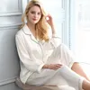 Suo Chao S-8xl Plus Size Womens Silk Satin Pyjamas Set for Womens Sleep Two Piece Set Solid Color Loose Sleepwear 240102