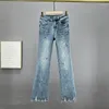 Damesjeans Strass Denim Bootcut Mode 2024 Lente Elastisch Hoge Taille Afslankende Europese verlengde broek