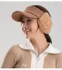 Caps Golf Herfst- en winterhoeden Dames Warm Lege Hoge Hoed Koreaanse Mode Gebreide Muts voor Dames Buitensporten Warmte Oorkappen