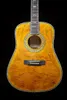 Vintage Amarelo 41 Polegada D Estilo Solid Flame Maple Guitarra Acústica Abalone Inlay