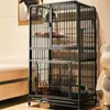 Cat Carriers Modern Balck Iron Cage House Indoor Household Large Capacity Cages Two Layers Luxury Villa Free Space Pet Dog Z