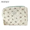 Cosmetic Bags Women Padded Organizer Bag Printed Cotton Toiletry Diaper Purse Large Capacity Zipper Closure Female Babies Travel