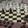 MicroBeads Antique Chess Set harts stora schackfigurer Formar Läder Chess Board Game Pieces Christmation Birthdachild present